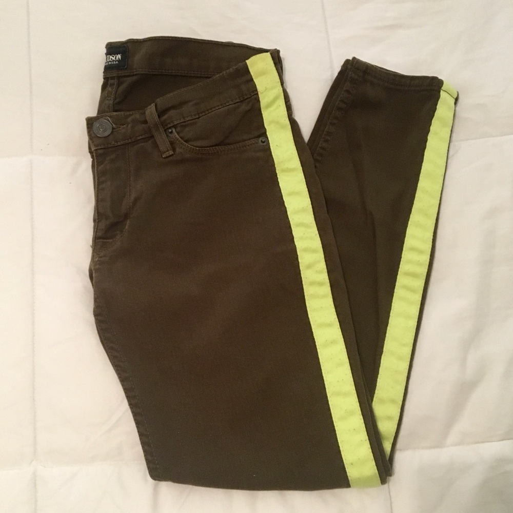 Hudson Lou Lou Tuxedo Green Stripe Jeans Size 24